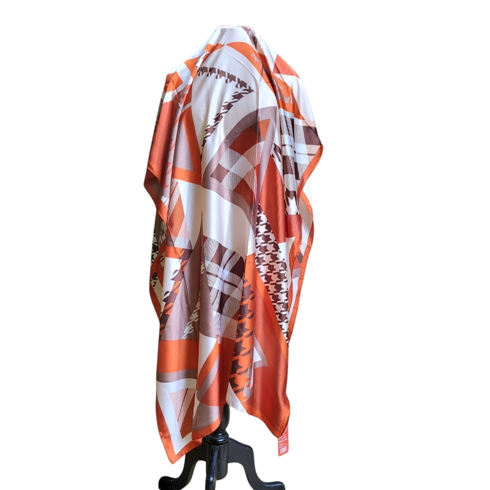 Vintage Oversized Silky Hounds Tooth Silky Scarf Wrap NWT